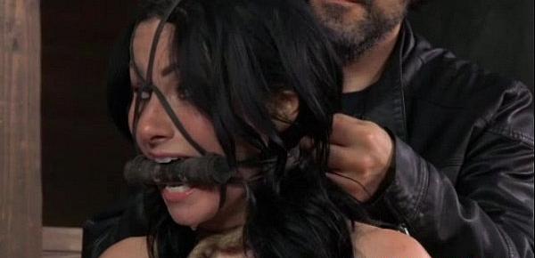  Brunette sub gagged and restrained